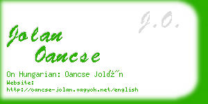 jolan oancse business card